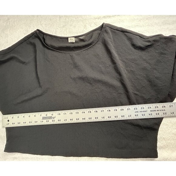 Wilfred Womens Black Textured Loose Fit Cropped Blouse Large 3/4 Sleeve Casual - Picture 7 of 8